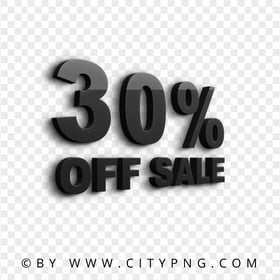 HD 30 Percent OFF Sale 3D Black Text Logo Sign PNG