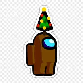 HD Brown Among Us Crewmate Character With Christmas Tree Hat Stickers PNG