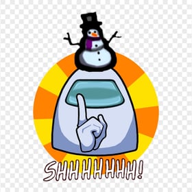 HD White Among Us Crewmate Shhh Logo With Snowman Hat PNG
