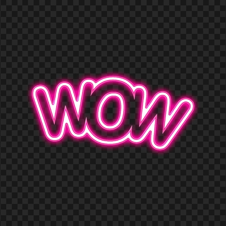 Wow Pink Neon Expression Word Transparent PNG