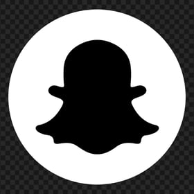 Round Snapchat Logo Icon Ghost Black And White PNG
