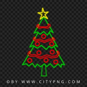 HD Decorated Neon Christmas Tree PNG