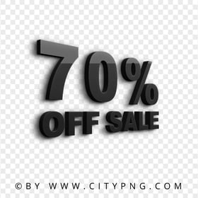 FREE 70 Percent OFF Sale Text Black 3D Logo Sign PNG