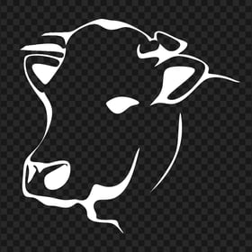 HD White Cow Head Logo Silhouette PNG