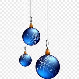 Hanging Christmas Blue Ornament Balls PNG