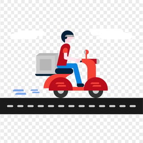 Speedy Delivery Courier on a Red Bike HD Transparent PNG