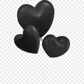 HD Three Black Balloons Hearts Valentine Love PNG