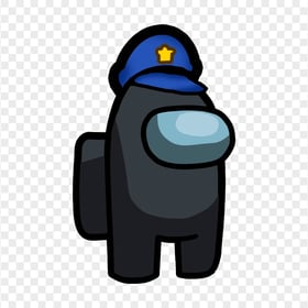 HD Among Us Crewmate Black Character With Police Hat PNG