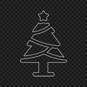 HD White Outline Christmas Tree Icon PNG