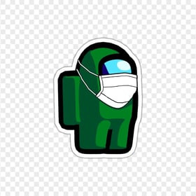 HD Green Among Us Character Covid Surgical Mask Stickers PNG