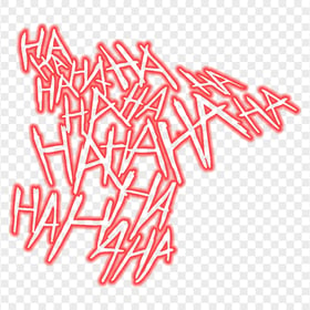 HD Haha Joker Laugh Red Text Neon Style PNG