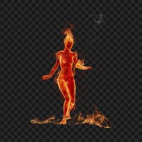 HD Fire Burning Woman Silhouette Effect PNG