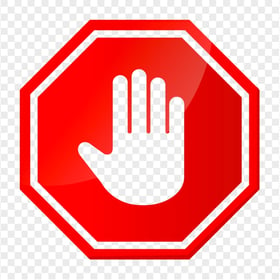 HD Vector Outline Hand Stop Sign On Road Red Stop PNG