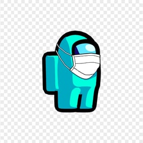 HD Cyan Among Us Character Coronavirus Mask PNG