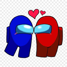 HD Among Us Blue Love Red Characters Valentines Day PNG