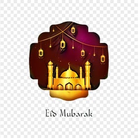 English Eid Mubarak Text Mosque Icon Illustration