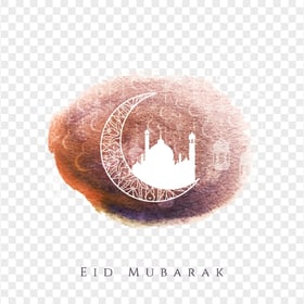 Watercolor Eid Mubarak Mosque Moon Design