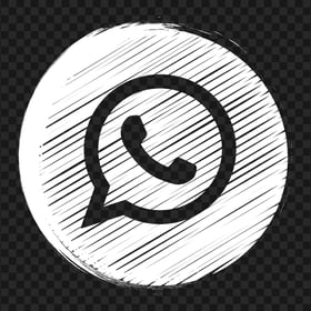 HD White Outline Whatsapp Wa Round Scribble Style Icon PNG