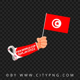 World Cup 2022 Hand Holding Tunisia Flag Pole PNG