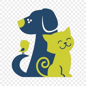 Cute Pet friendship Cat Dog & Bird illustration PNG IMG