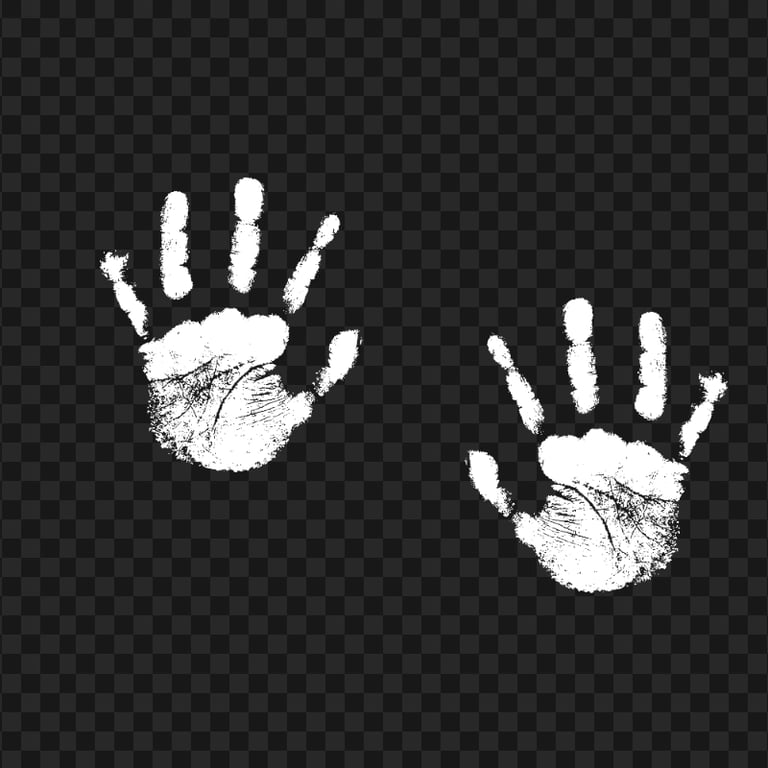 HD White Two Realistic Hand Print PNG