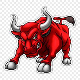 HD Red Angry Bull Cartoon Stickers PNG