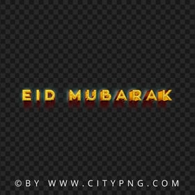 Eid Mubarak Gold Text Image PNG