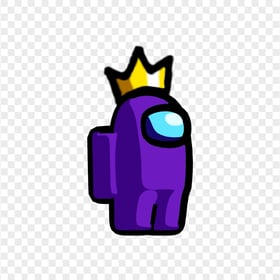 HD Purple Among Us Crewmate Character With Crown Hat PNG