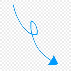 HD Blue Line Art Drawn Arrow Pointing Down Right PNG