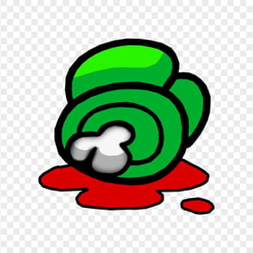 HD Lime Among Us Crewmate Character Dead Body With Blood PNG
