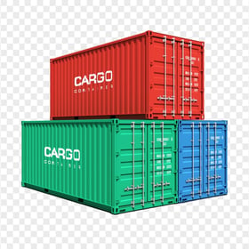 Download Three 3D Shipping Cargo Container PNG