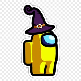 HD Yellow Among Us Character Witch Hat Stickers PNG