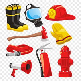 HD Cartoon Firefighters Equipment PNG