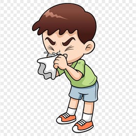 Cartoon Sick Boy Flu Runny Clean Nose Clipart