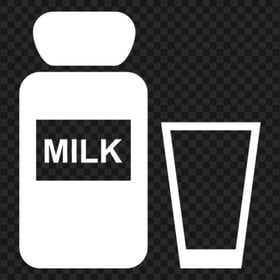 White Milk Bottle With Glass Icon PNG