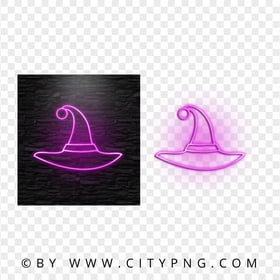 HD Neon Witch Hat Light Purple Outline Sign PNG