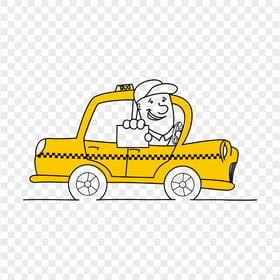 HD Art Line Drawing Taxi Cab PNG