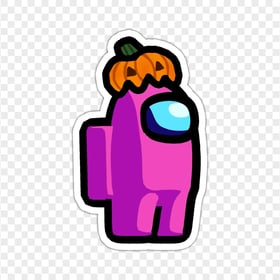 HD Pink Among Us Character Pumpkin Hat Stickers PNG