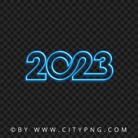 Glowing Neon Blue 2023 Text Logo Numbers HD PNG