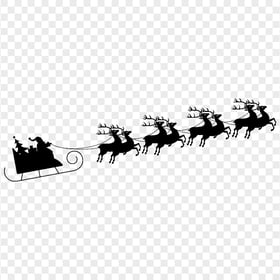 HD Reindeer Santa Sleigh Black Silhouette Transparent Background