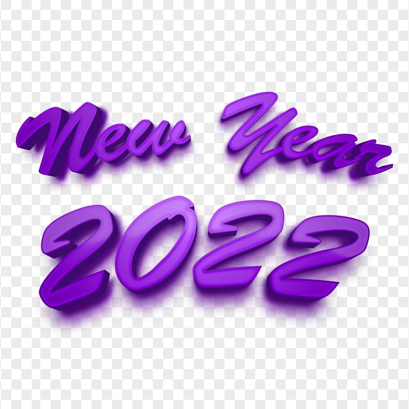 HD Purple 3D New Year 2022 Design PNG