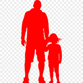 HD Red Child And Father Silhouette PNG