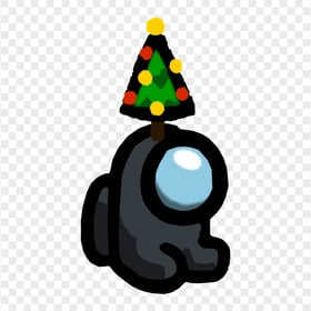 HD Black Among Us Mini Crewmate Baby With Christmas Tree Hat PNG