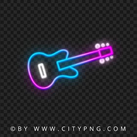 Pink & Blue Luminous Neon Light Guitar PNG