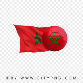 Morocco Flag With Soccer Football Ball HD PNG
