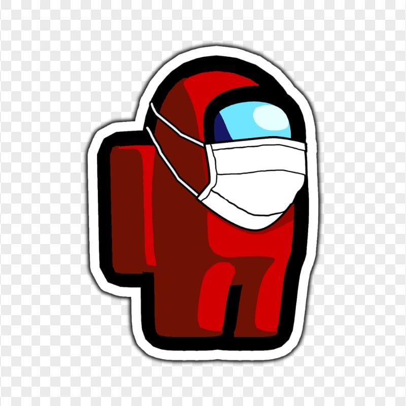 HD Red Among Us Character Covid Surgical Mask Stickers PNG