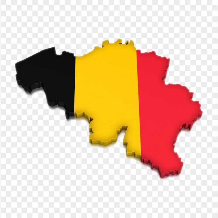 3D Belgium Map With Flag PNG