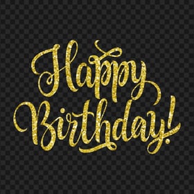 Happy Birthday Gold Glitter Text PNG Image