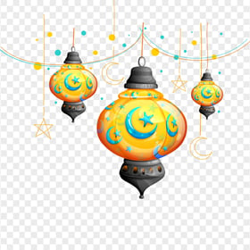 Creative Hanging Lanterns Cartoon Illustration