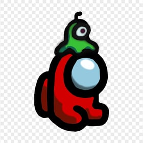 HD Red Among Us Mini Crewmate Baby Brain Slug Hat PNG